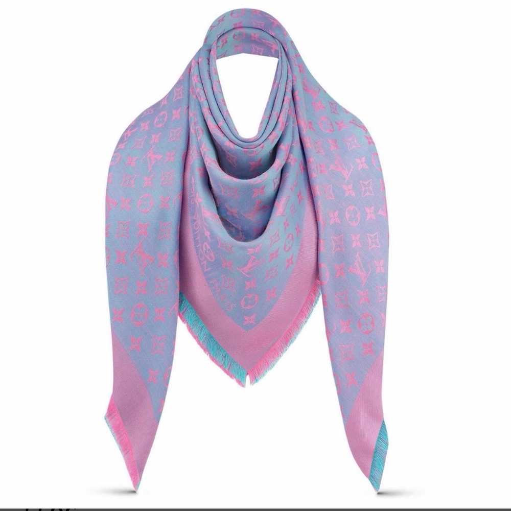 Louis Vuitton Pastel Pink and Blue Scarf